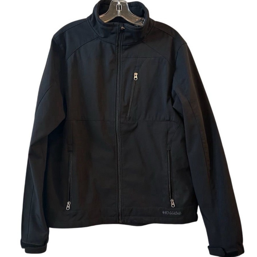 Double Diamond Men's Black Softshell Jacket Size L‎ Water-Repellent